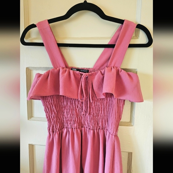 Zara dusty rose pink mauve boho midi dress - Picture 3 of 10
